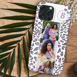 Leopard Print 3 Square Foto's Lila Monogrammen Case-Mate iPhone Case