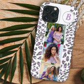 Leopard Print 3 Square Foto's Lila Monogrammen Case-Mate iPhone Case
