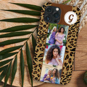 Leopard Print 3 Square Photos Brown Monogramed Case-Mate iPhone Case