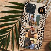 Leopard Print 3 Square Photos Natural Monogramed Case-Mate iPhone Case