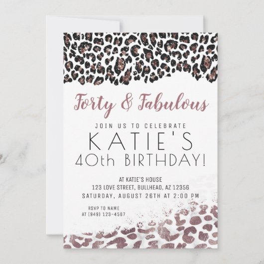 Leopard Print 40-flastige Roos Gold-dag Kaart (Voorkant)