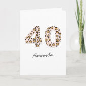 Leopard Print 40 | Modern Cute Name 40th Birthday Kaart (Voorkant)