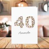 Leopard Print 40 | Modern Cute Name 40th Birthday Kaart