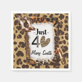 Leopard print 40ste verjaardagsfeestje met jouw na servet