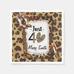 Leopard print 40ste verjaardagsfeestje met jouw na servet