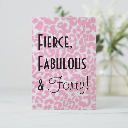 Leopard Print 40th Birthday Uitnodiging (Staand voorkant)