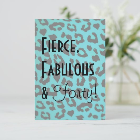 Leopard Print 40th Birthday Uitnodiging (Staand voorkant)