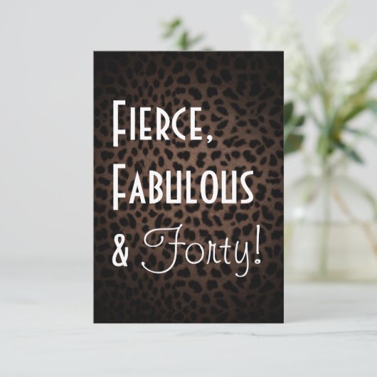Leopard Print 40th Birthday Uitnodiging (Staand voorkant)