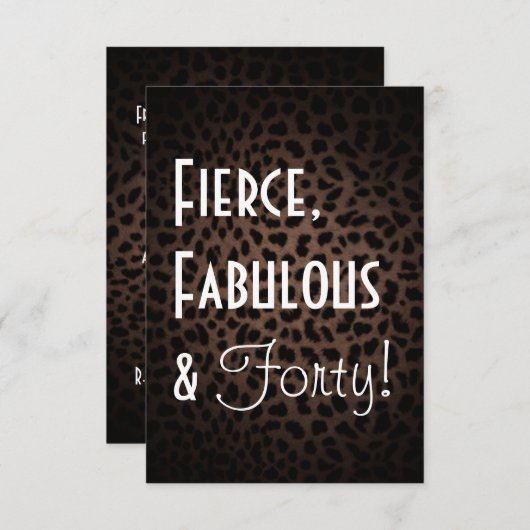Leopard Print 40th Birthday Uitnodiging (Voorkant / Achterkant)