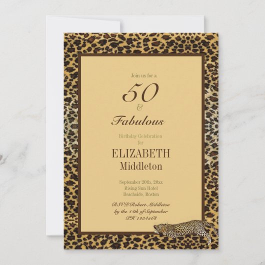 Leopard Print 50 en Fabulous Elegant Birthday Kaart (Voorkant)