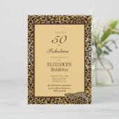 Leopard Print 50 en Fabulous Elegant Birthday Kaart (Staand voorkant)