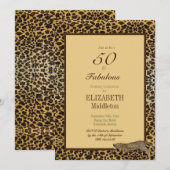 Leopard Print 50 en Fabulous Elegant Birthday Kaart (Voorkant / Achterkant)