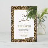 Leopard Print 50 en Fabulous Elegant Birthday Kaart (Staand voorkant)