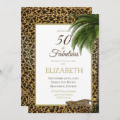 Leopard Print 50 en Fabulous Elegant Birthday Kaart (Voorkant / Achterkant)