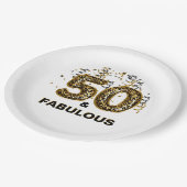 Leopard Print 50 en Fabulous Folie Ballon Papieren Bordje (Gekanteld)