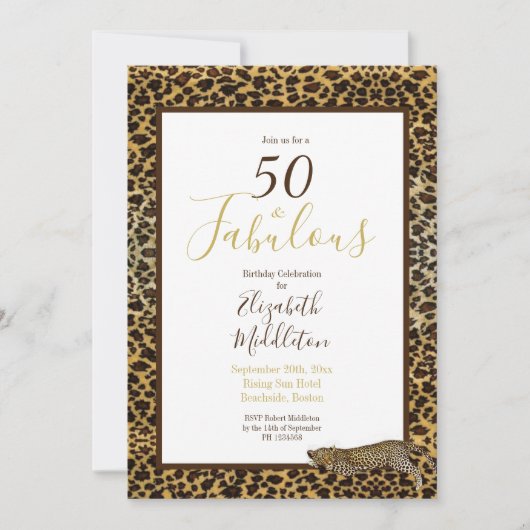 Leopard Print 50 en Fabulous Modern Birthday Kaart (Voorkant)