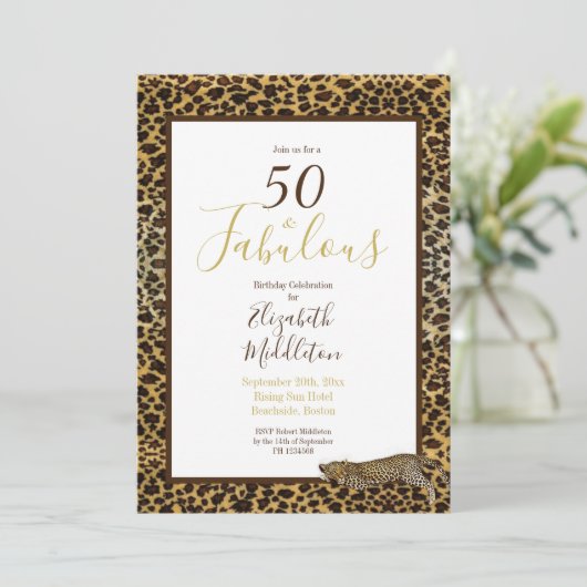 Leopard Print 50 en Fabulous Modern Birthday Kaart (Staand voorkant)