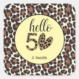 Leopard Print 50e verjaardag Vierkante Sticker