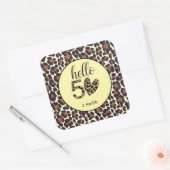 Leopard Print 50e verjaardag Vierkante Sticker (Envelop)