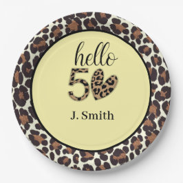 Leopard Print 50ste Verjaardag Papier Borden - Cus Papieren Bordje