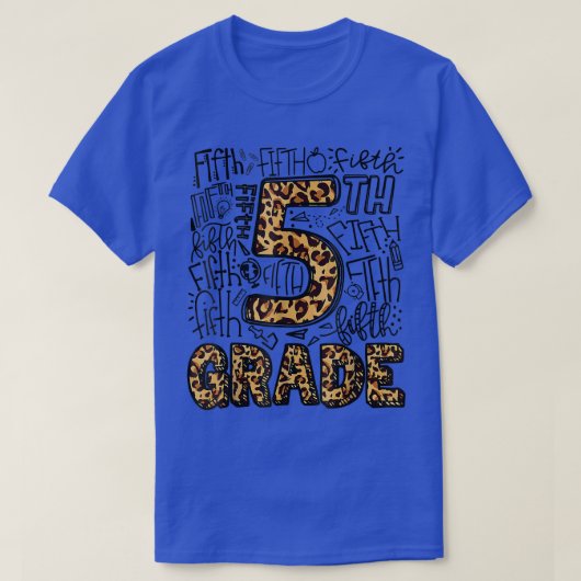 Leopard Print 5e graad Terug naar school Gift Teac T-shirt (Design voorkant)