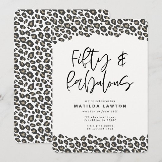 Leopard print 60 jaar en sassy 50 jaar verjaardags aankondiging (Voorkant / Achterkant)