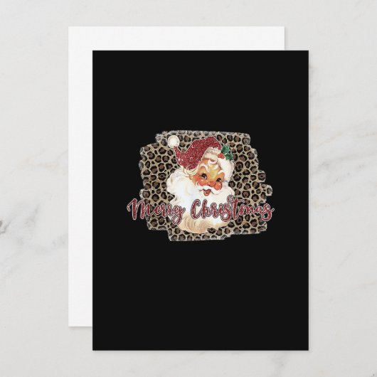 Leopard Print 70s kerstkerst Kaart (Voorkant / Achterkant)