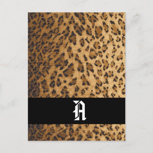 Leopard Print A monogram initiaal Briefkaart (Voorkant)