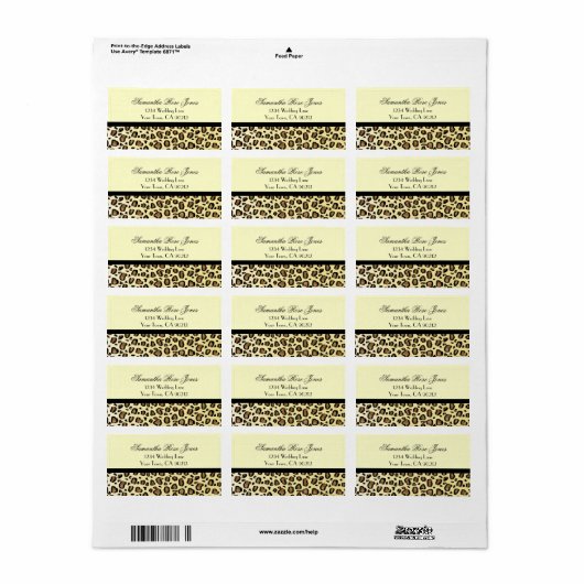 Leopard Print Aangepast adreslabel Etiket (Full Sheet)