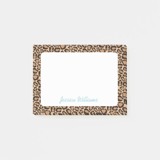 Leopard Print Aangepast Monogram Post-it® Notes (Voorkant)