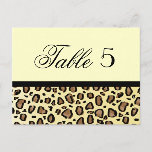 Leopard Print Aangepaste Trouwtafel Nummer Briefkaart (Voorkant)
