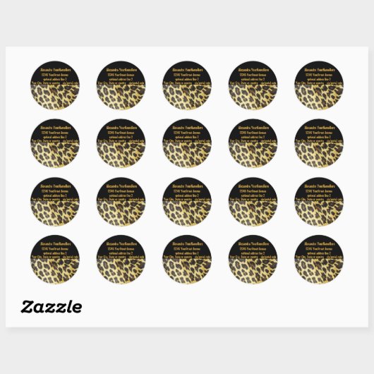 Leopard Print Adresetiketten Ronde Sticker (Vel)