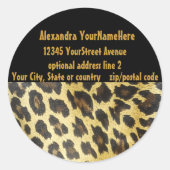 Leopard Print Adresetiketten Ronde Sticker (Voorkant)