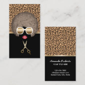 Leopard Print Afro Modern Hair & Beauty Salon Visitekaartje (Voorkant / Achterkant)