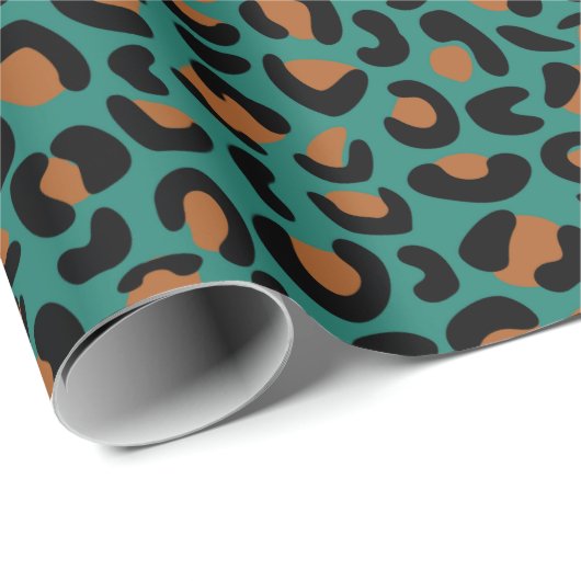 Leopard Print Afstuderen Gift Donkergroen Naadloos Cadeaupapier (Rol Hoek)
