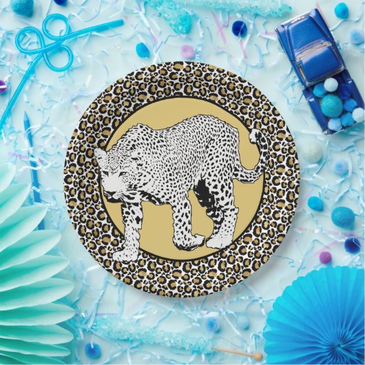 Leopard print all-over design papieren bordje (Feest)