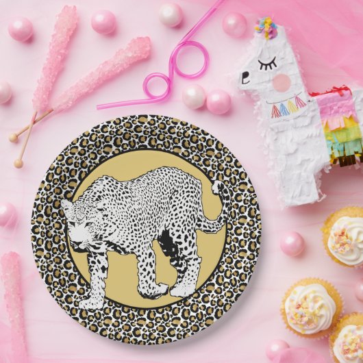 Leopard print all-over design papieren bordje (Feest)