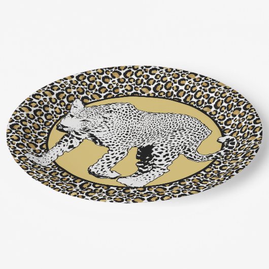 Leopard print all-over design papieren bordje (Gekanteld)