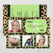 Leopard Print and Mint Accent Party Photo nodigt u Kaart (Voorkant / Achterkant)