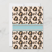 Leopard Print and Pearl Birthday Invitation Blue Kaart (Achterkant)