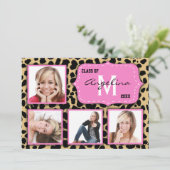 Leopard Print and Pink Accent Party Photo nodigt u Kaart (Staand voorkant)