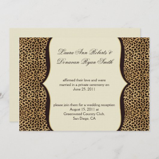 Leopard Print and Scrolls Post Wedding Kaart (Voorkant / Achterkant)