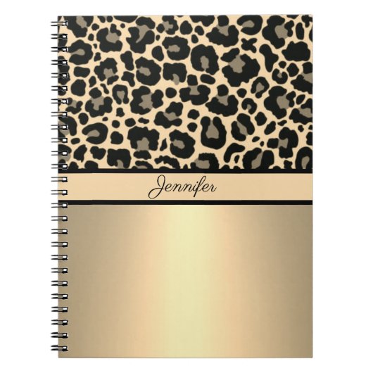 Leopard Print Animal Cheetah Gold Trendy Safari Notitieboek (Voorkant)