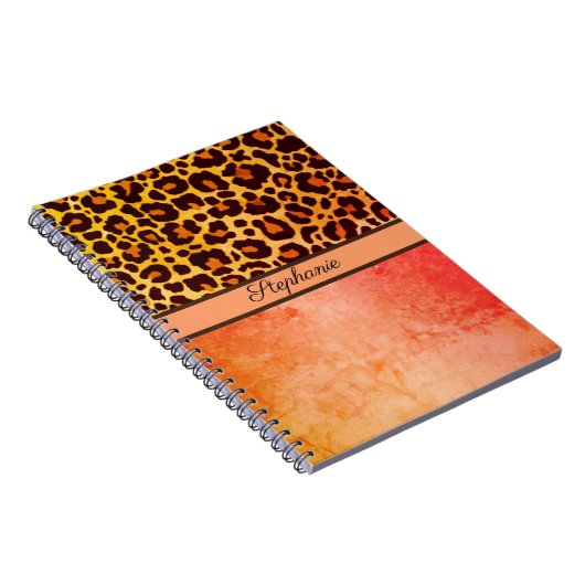 Leopard Print Animal Cheetah oranje Safari Trendy Notitieboek (Rechterzijde)