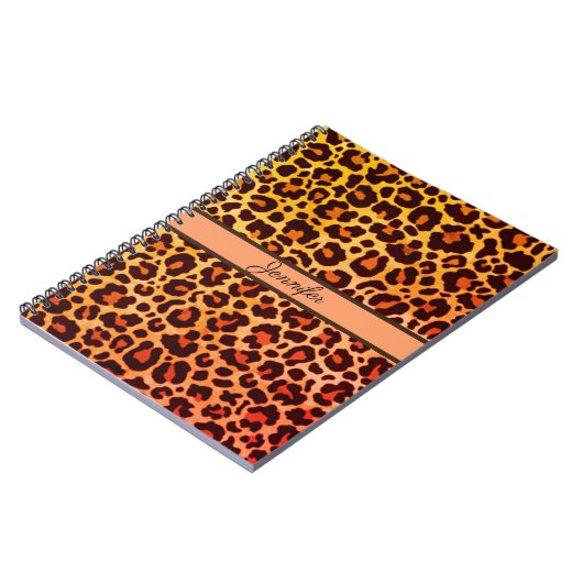 Leopard Print Animal Cheetah oranje Safari Trendy Notitieboek (Linkerzijde)