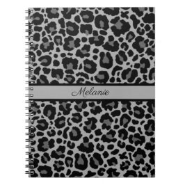 Leopard Print Animal Cheetah Silver Grey Trendy No Notitieboek