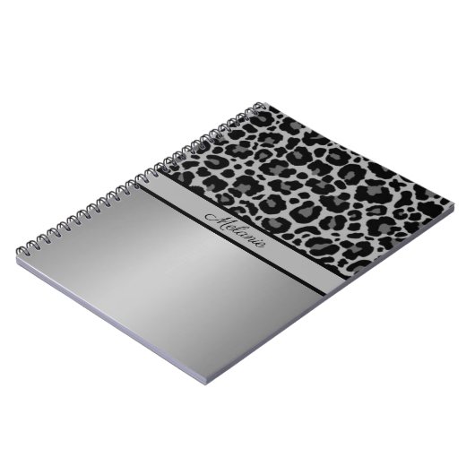 Leopard Print Animal Cheetah Silver Grey Trendy Notitieboek (Linkerzijde)
