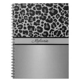 Leopard Print Animal Cheetah Silver Grey Trendy Notitieboek