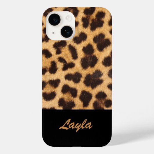 Leopard Print Animal Fur Persoonlijke naam Case-Mate iPhone Case (Achterkant)