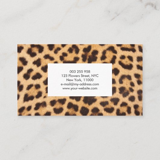 Leopard Print Animal Pattern Aangepast aangepast Visitekaartje (Achterkant)